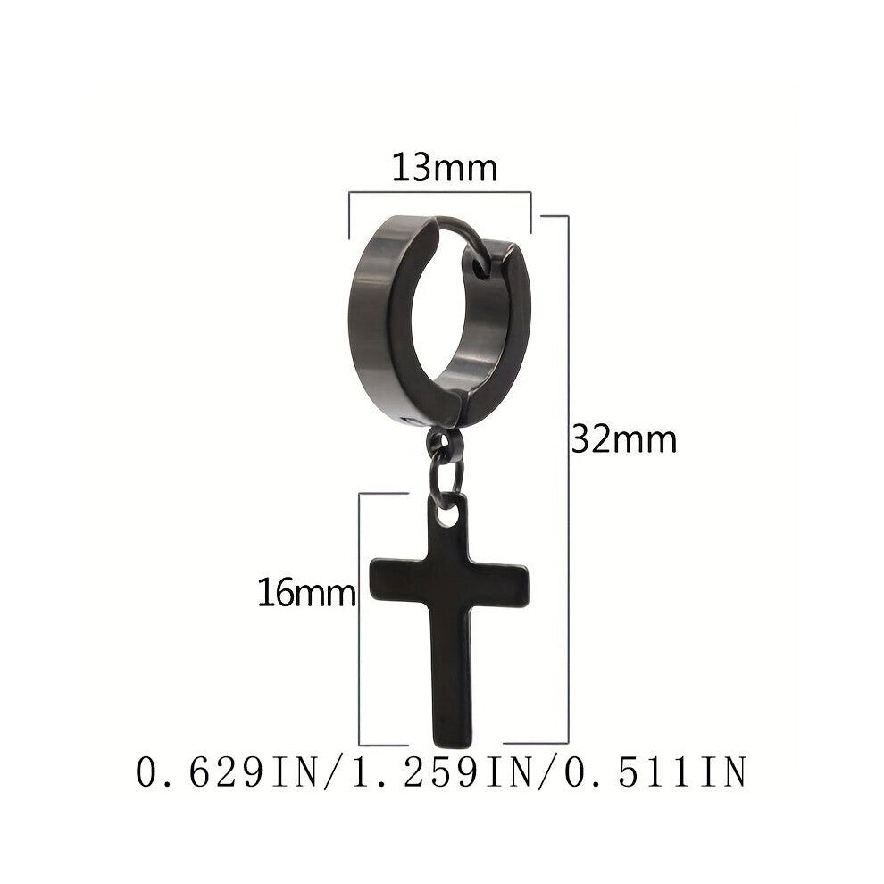 Stainless Steel Cross Drop Earrings Hoop Earrings Ear Jewelry Accessories
