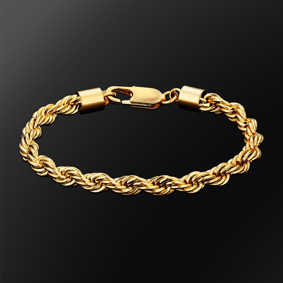 6mm Titanium Steel 18K Golden Plated Bracelet Mens Accessories All match Hip hop Jewelry Niche Twist Hand Jewelry