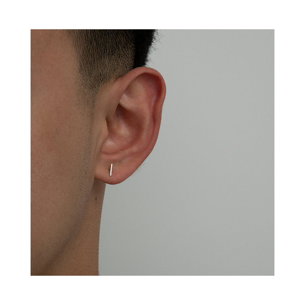 One Pair Silvery Vertical Bar Stud Earrings Funky Mens Ear Accessories