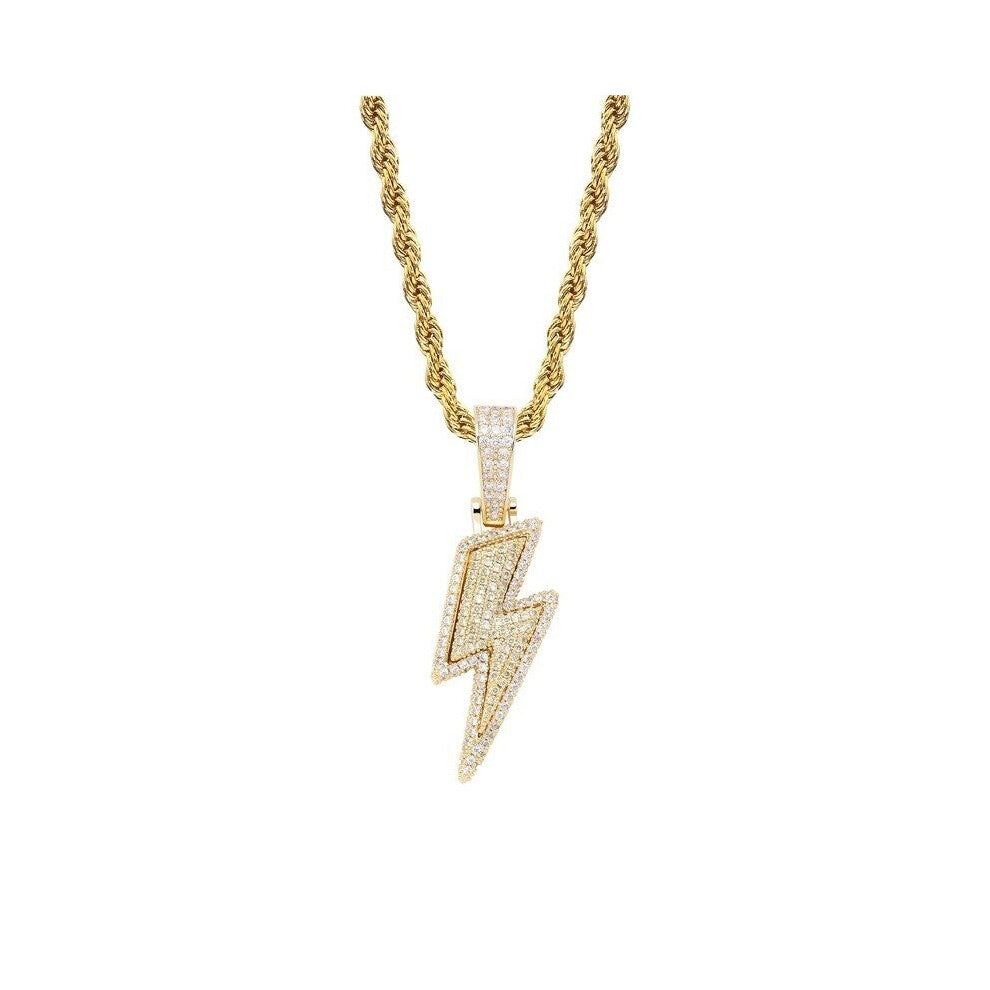 Hip Hop Zircon Lightning Pendant Necklace Men Chain Necklace Biker Punk Necklace Pendant Jewelry