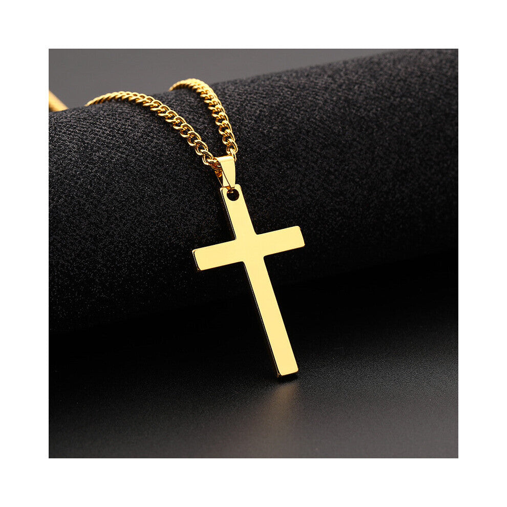 1pc Cross Pendant Necklace European And American Hip Hop Men And Women Retro Sweater Chain Accessories