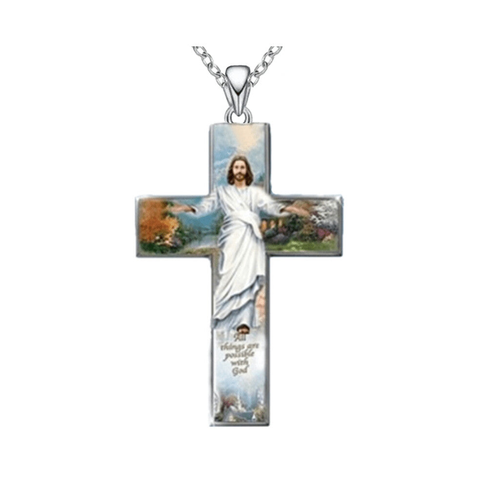 Holy Jesus Cross Pendant Necklace Personality Cross Jewelry Accessories