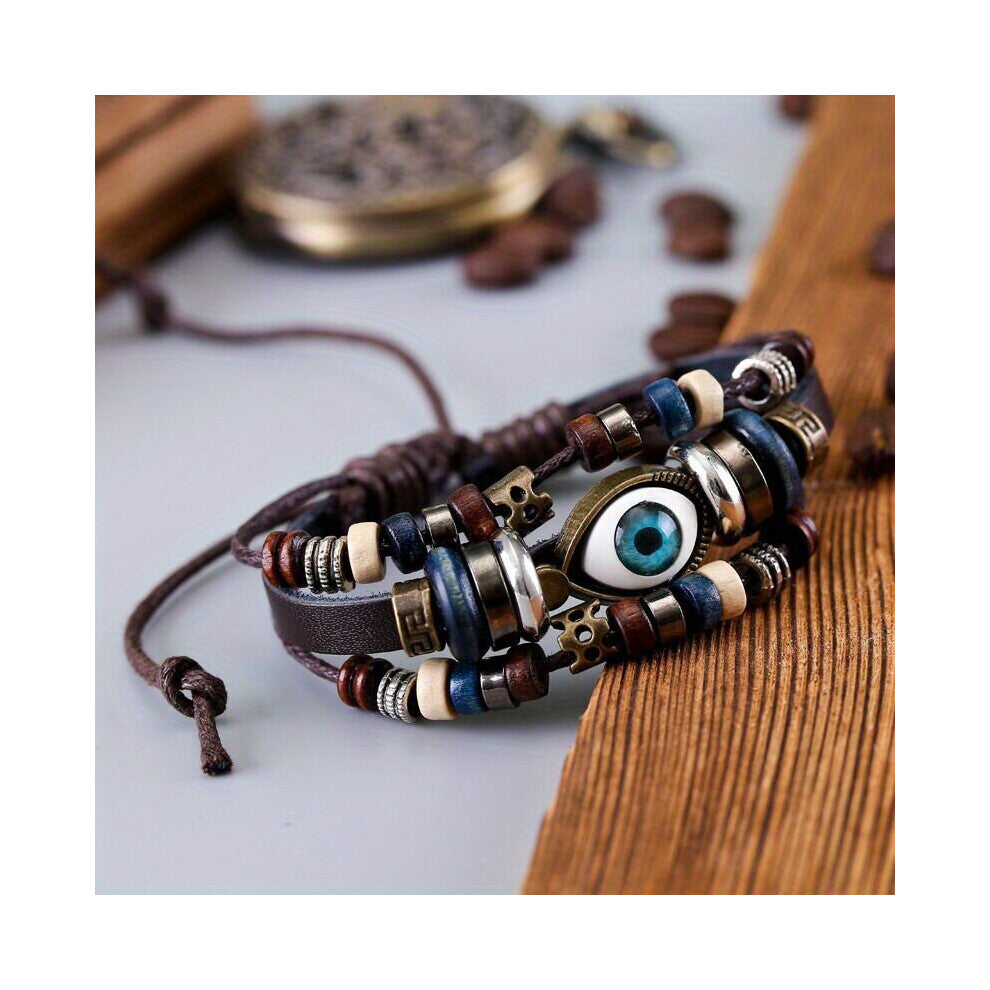 Evil Eye Adjustable Vintage Braided Bracelet Punk Hip Hop Street Dance Accessories Exotic Gift Couple Bracelet Lucky Hand Jewelry