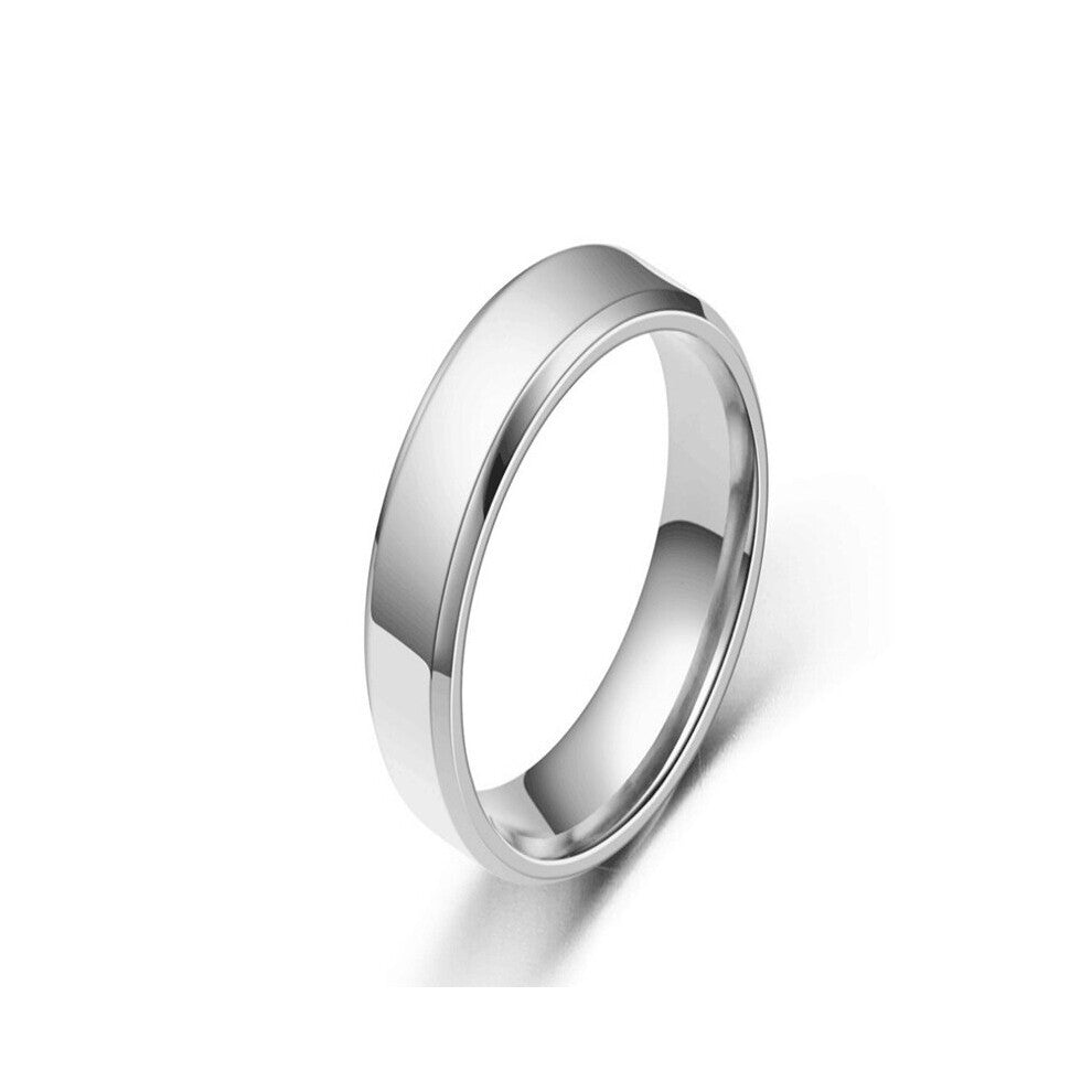 4mm Mens Titanium Steel Ring Bevel Edge Glossy Stainless Steel Ring Glossy Ring Jewelry