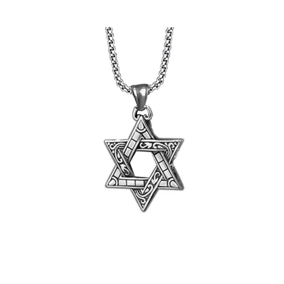 1pc Creative Alloy Hexagram Pendant Necklace Decorative Accessories For Holiday Party Gift Men Accessories