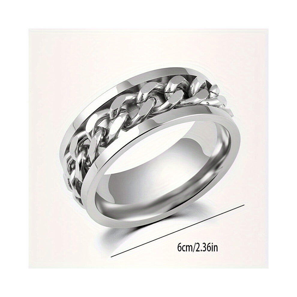 1pc Mens Stainless Steel Multifunctional Ring For Opening Bottle Beer Bottle Cap Turnable Chain Decor Ring For Men For Daily Decoration