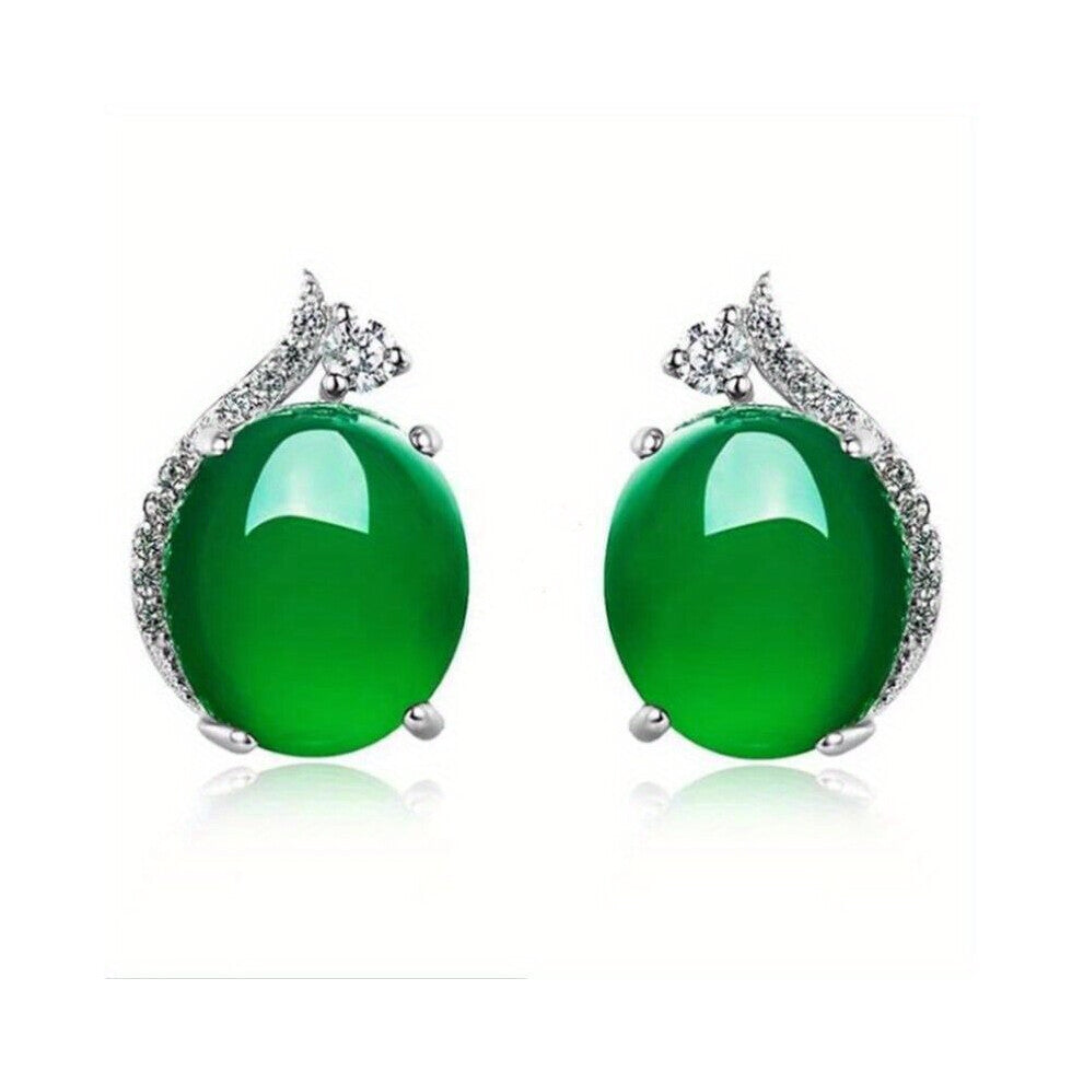 1pair Mens Zircon Emerald Earrings Couple Earrings Wedding Jewelry Accessories
