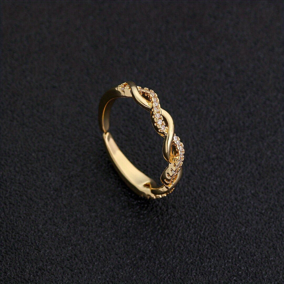 18K Plated Zircon Ring Adjustable Finger Size Jewelry Accessories For Men And Women Causal Ring Gift For Lover