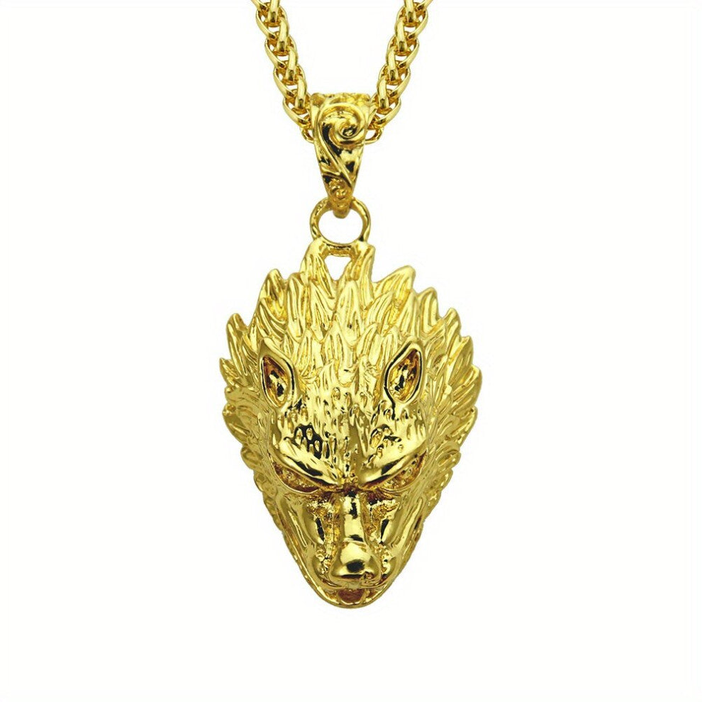 1 Pc Mens Pendant Necklace Accessories Hip Hop Rap Wolf Head Necklace Animal Shape Pendant Necklace