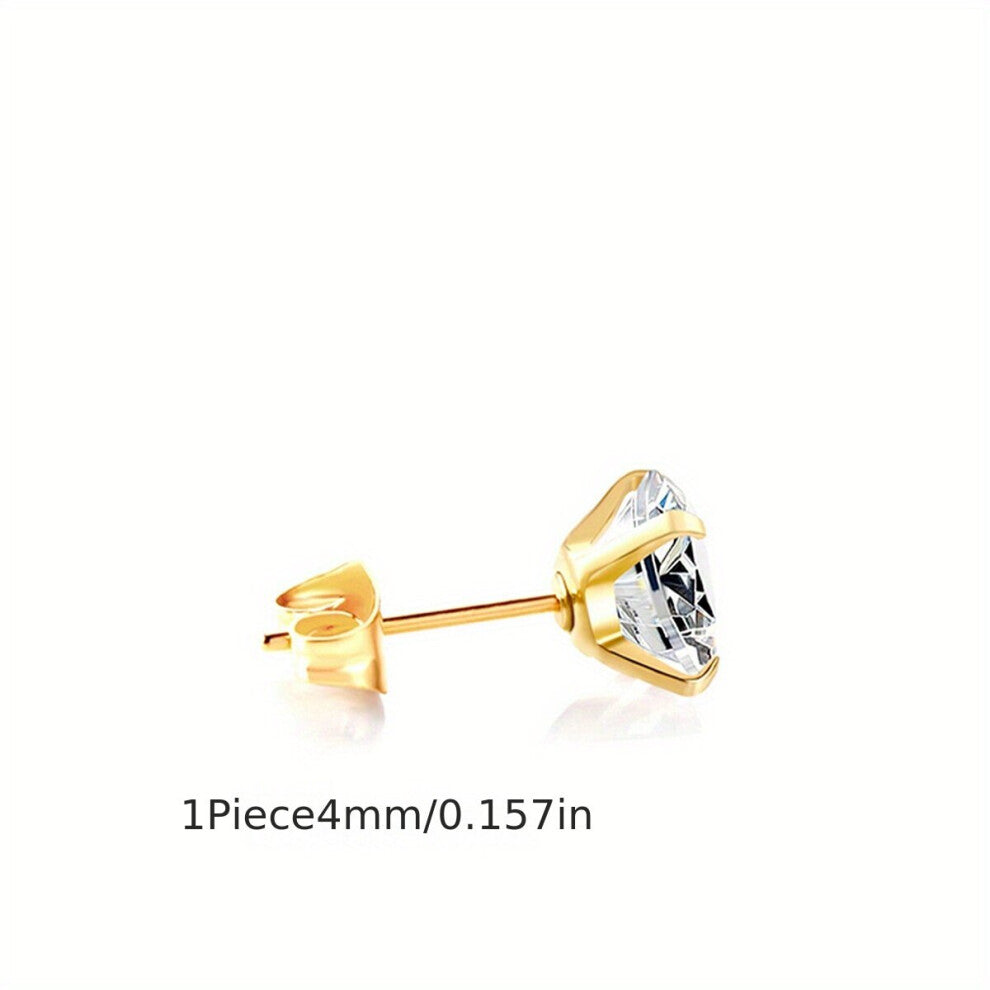 1 Piece Stainless Steel Crystal Studs Earrings For Women Men Personality Mens Leisure Accessories