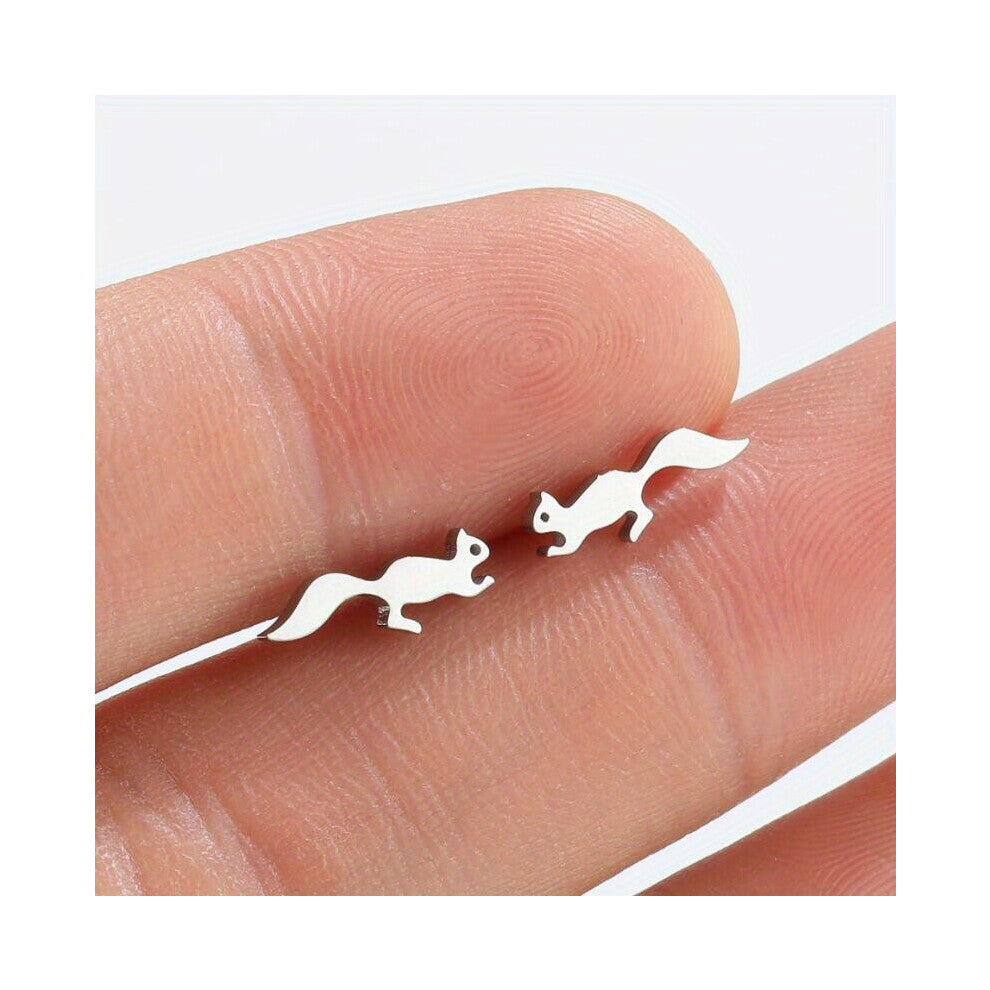 1pair Stainless Steel Fox Earrings Jewelry Animal Earring Accessories Party Gift Running Fox Studs Small Earrings For Men