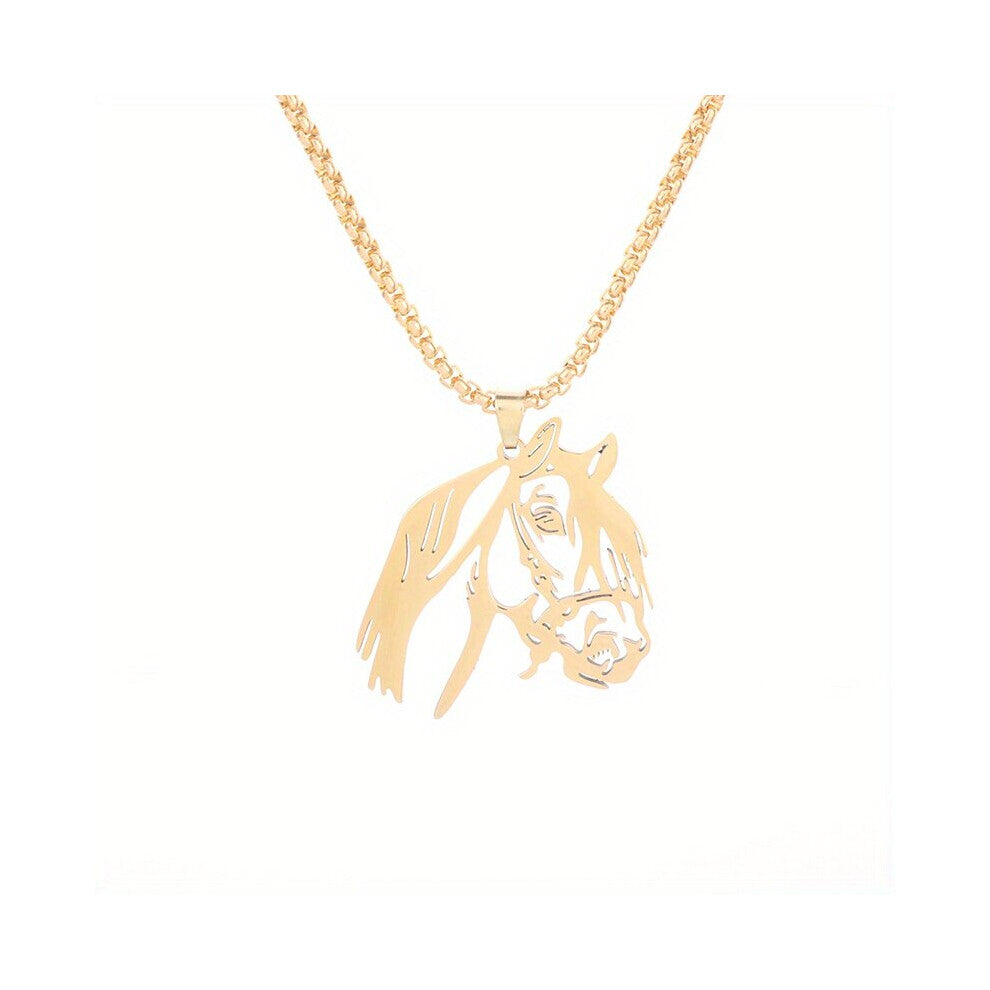 1pc Animal Horse Head Stainless Steel Pendant Necklace For Men Women Punk Style Hip Hop Rock Jewelry Accessories