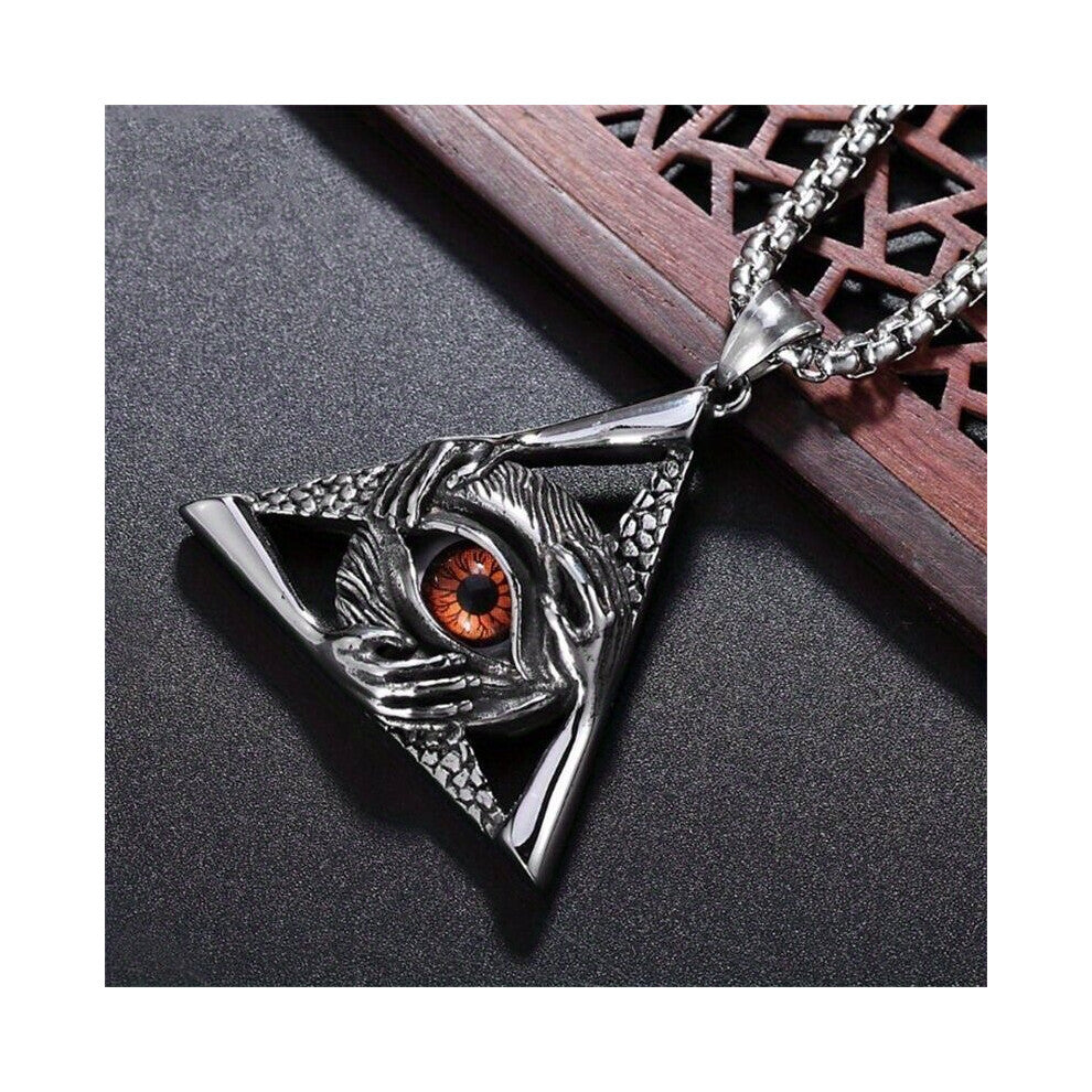 Mens Necklace Vintage Gothic Triangle All Seeing Eye Pendant Necklace Rock Party Accessories
