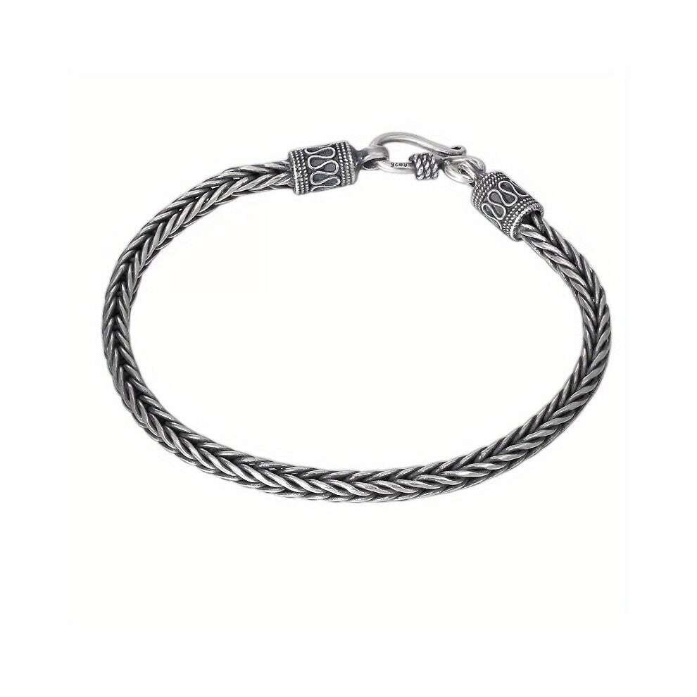 1pc Classic Vintage Silver Braided Shapes Mens Stainless Steel Bracelet Knight Street Party Jewelry Accessories