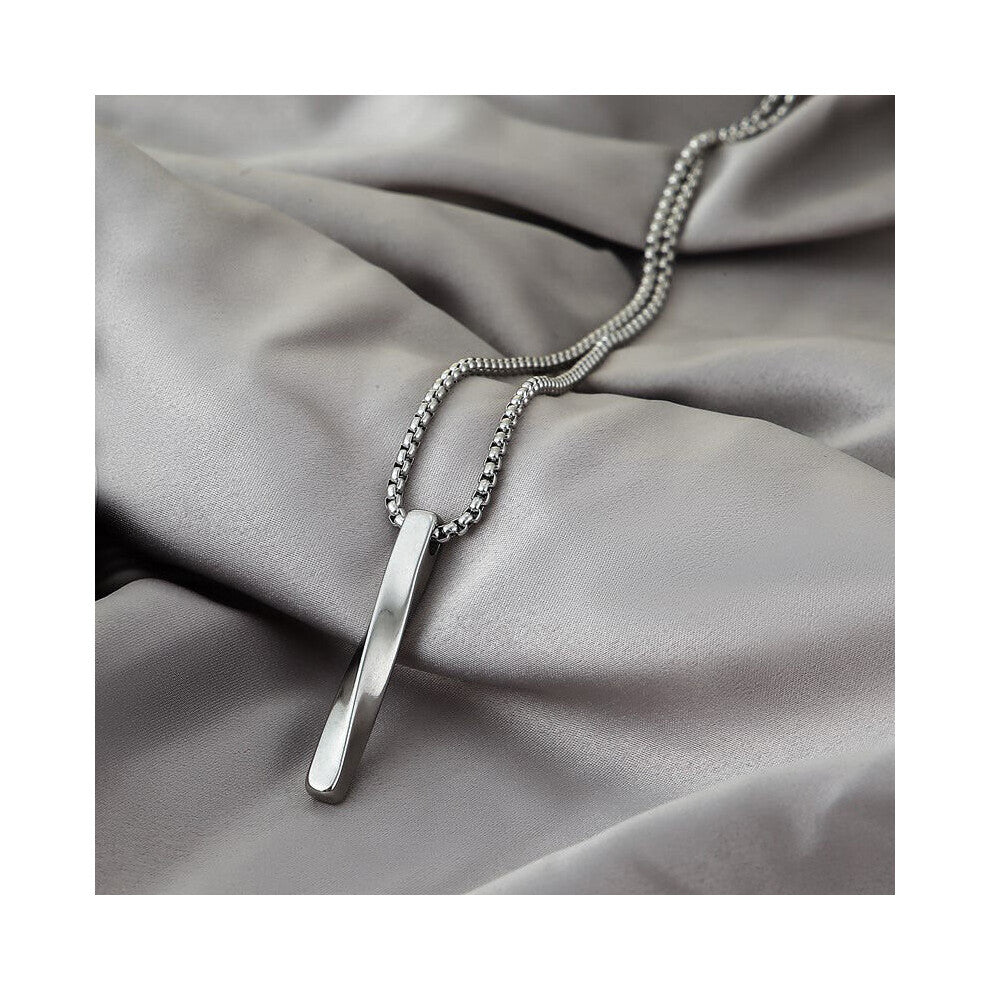 1pc Mens Personality Spiral Twist Pendant Personality Necklace Spiral Long Strip Pendant Necklace Artificial Jewelry Accessories