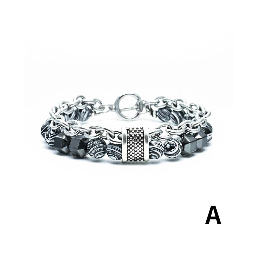 Natural Stone Malachite Beads Bracelets Chain Punk Hip Hop Yoga Buddha Beaded Bracelets For Men Jewelry Accessories