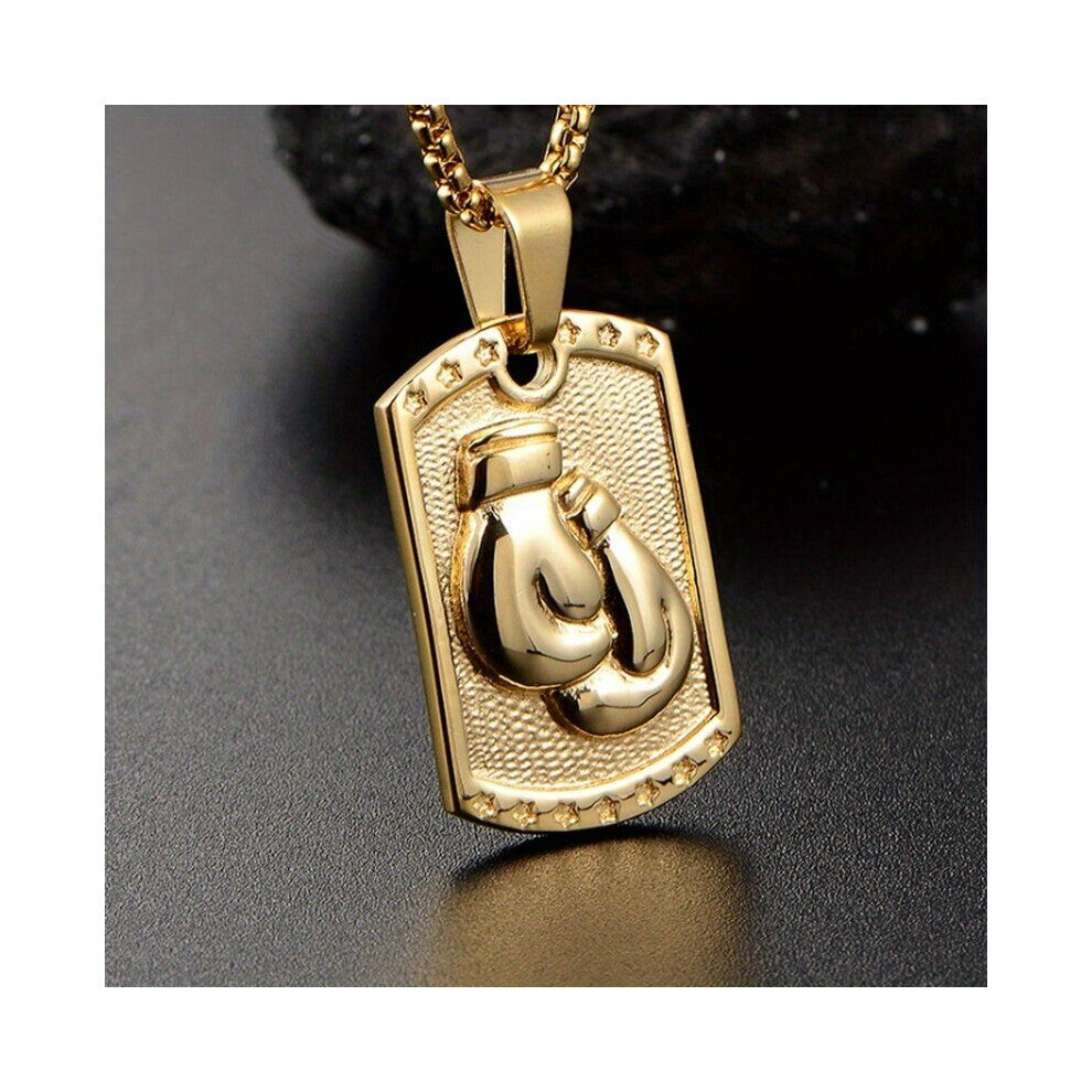 Boxing Gloves Dog Tag Military Tag Pendant Chain Necklace
