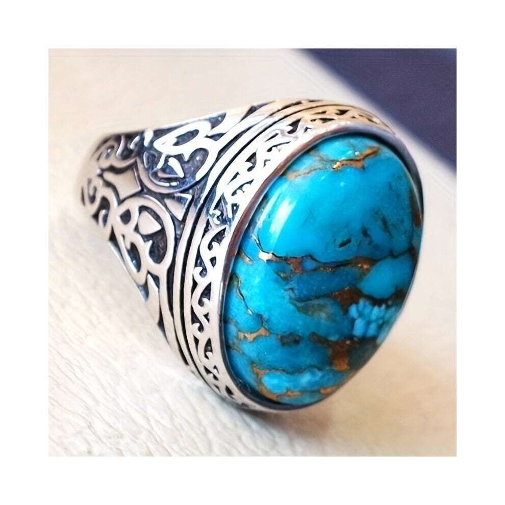 Mens Ring Vintage Green Turquoise Ring Mens Ring Casual Jewelry Rings Accessories Gift