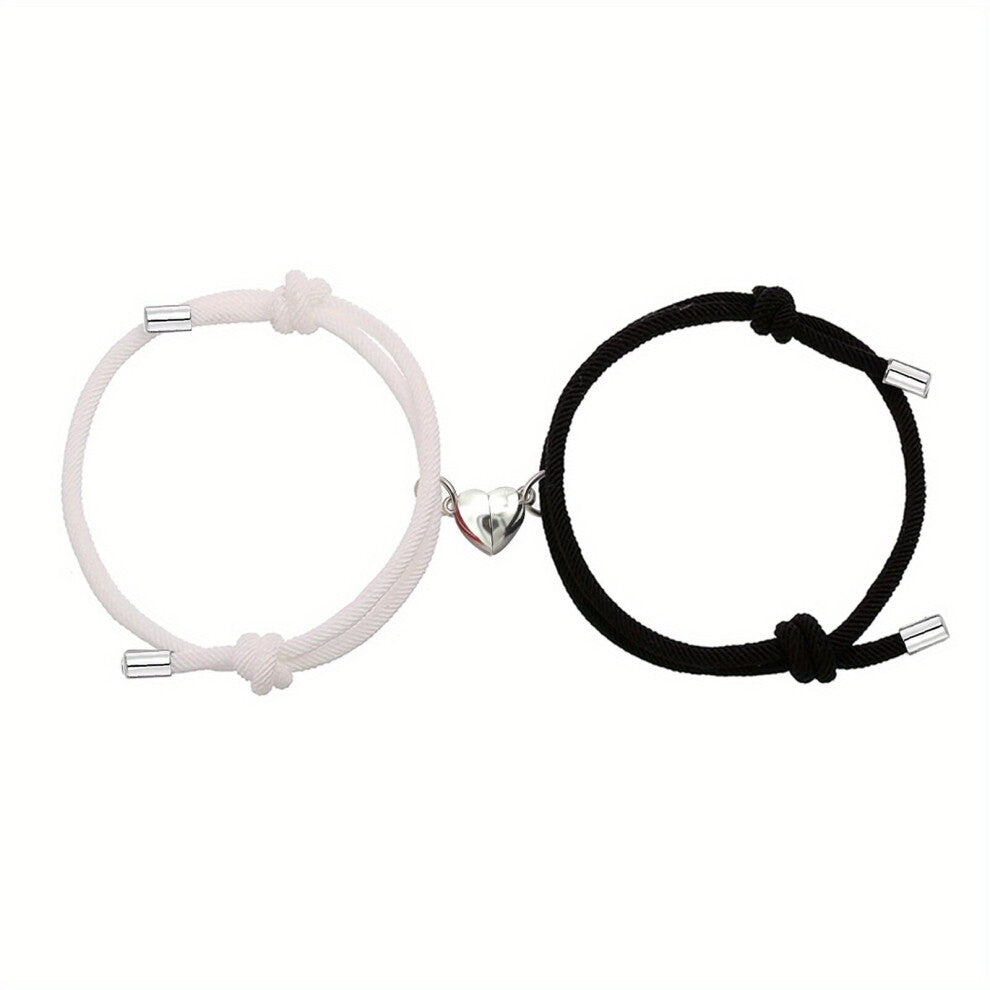 2pcs Love Heart Shape Magnet Buckle Bracelets For Men And Women Couple Bracelet Sets Accessories Gift