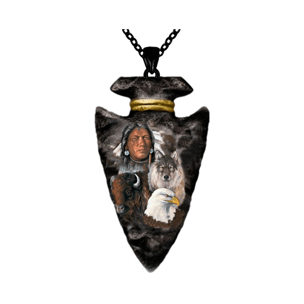 Creative Indian Animal Necklace Geometric Triangle Pendant Necklace Punk Hip Hop Necklace Accessories