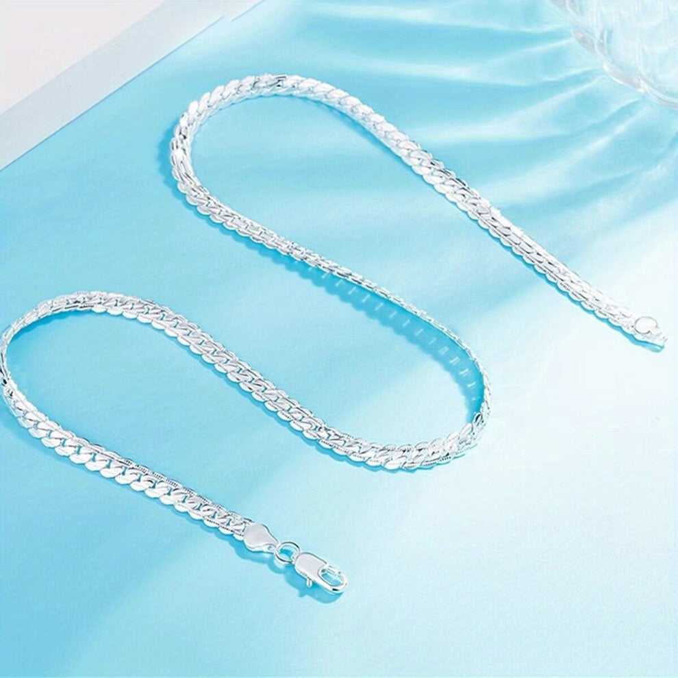 1pc Classic Silver Chain Necklace Jewelry Accessories