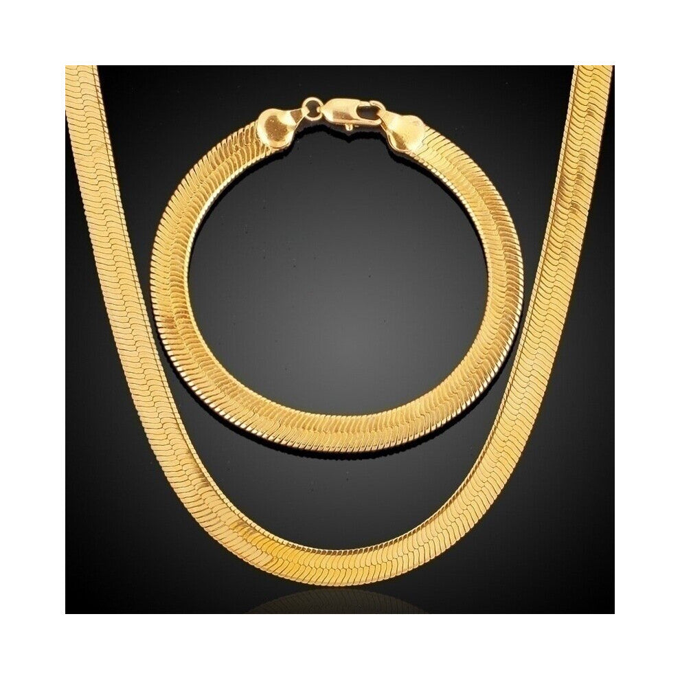 2pcs set Mens Snake Chain Necklace High Flat Necklace Bracelet Set European And American Hip Hop Necklace Bracelet Kit Accessories Size Wide 3 4 7mm