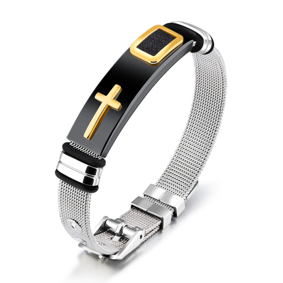 Cross Titanium Steel Personality Mens Personality Bracelet Glossy Jewelry Stainless Steel Bracelet