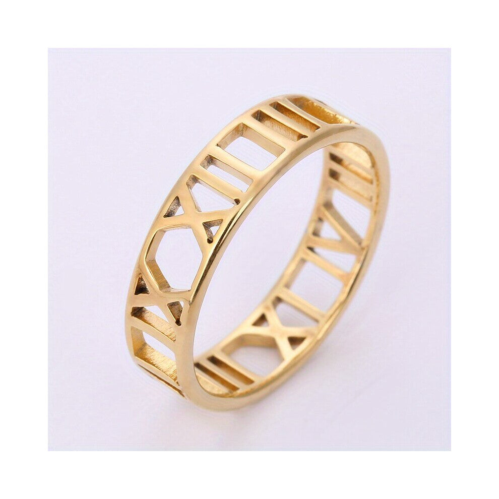1pc Mens Stainless Steel Hollow Roman Numerals Ring Party Accessories Gift
