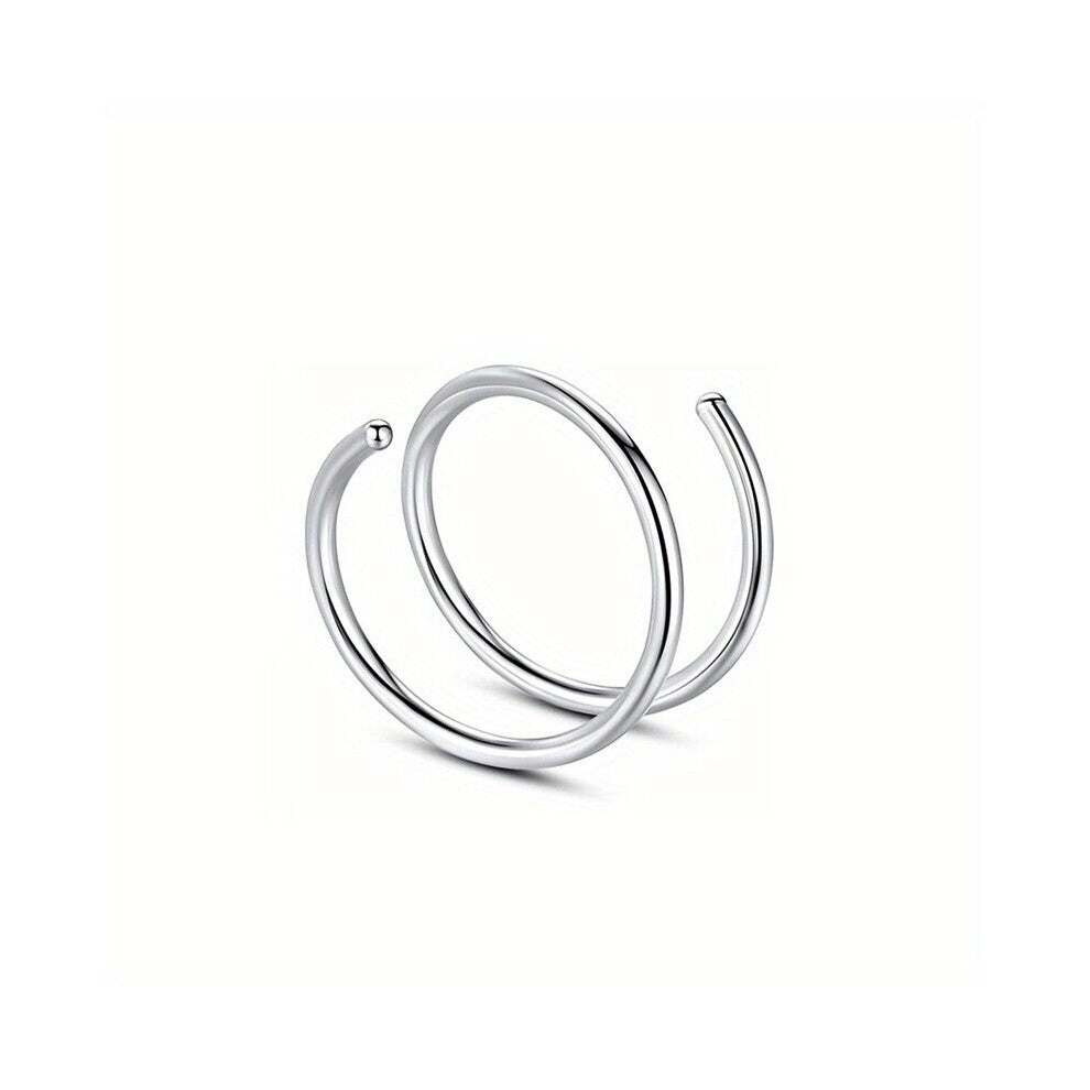 1 Pc Double Nose Ring For Single Piercing Body Piercing Hoops Lip Ring Nose Ring Earring Personality Punk Wild Style Jewelry 8mm Six Colors For Women