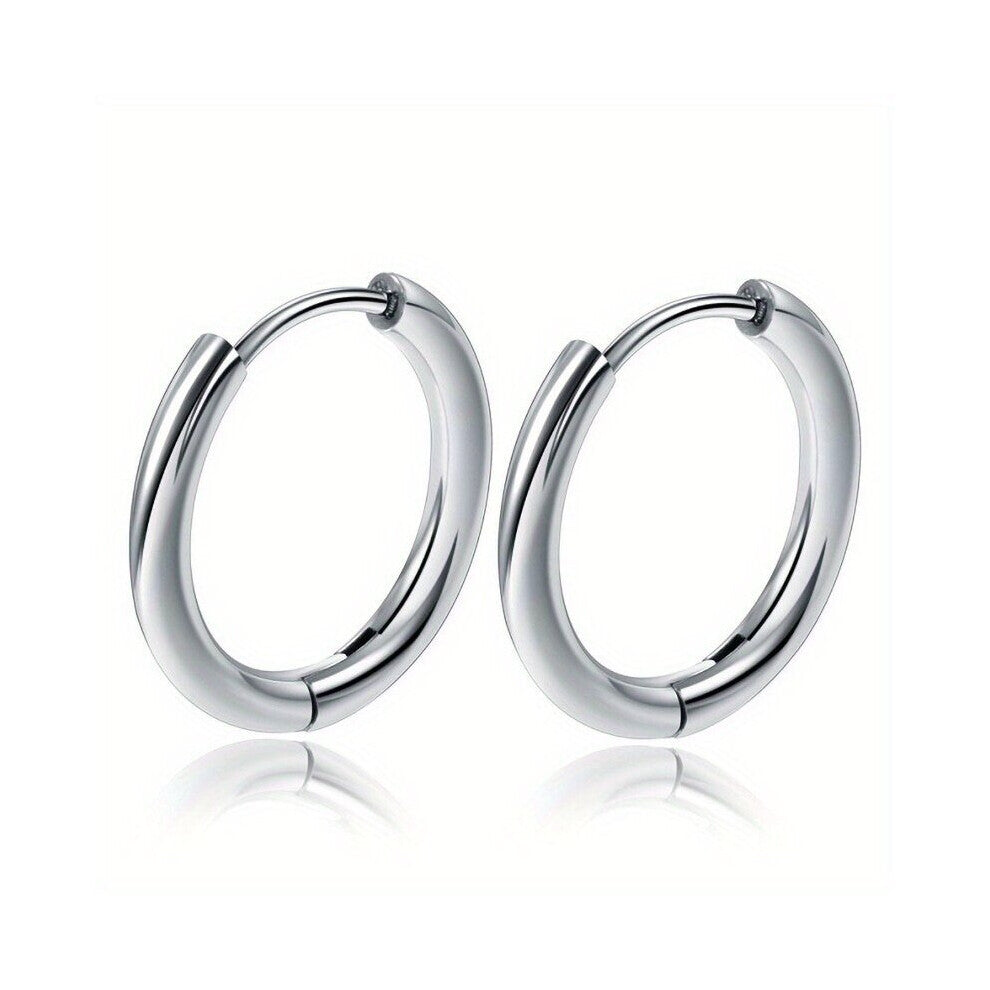 1pair Stainless Steel Circle Earrings Cartilage Piercing Classic Jewelry Accessories Gift Silvery And Optional