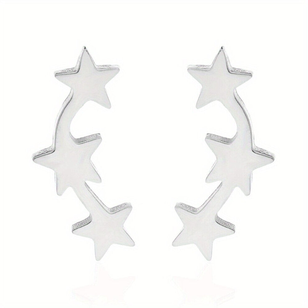 Stainless Steel Five pointed Star Stud Earrings Lovely Temperament Earring Accessories