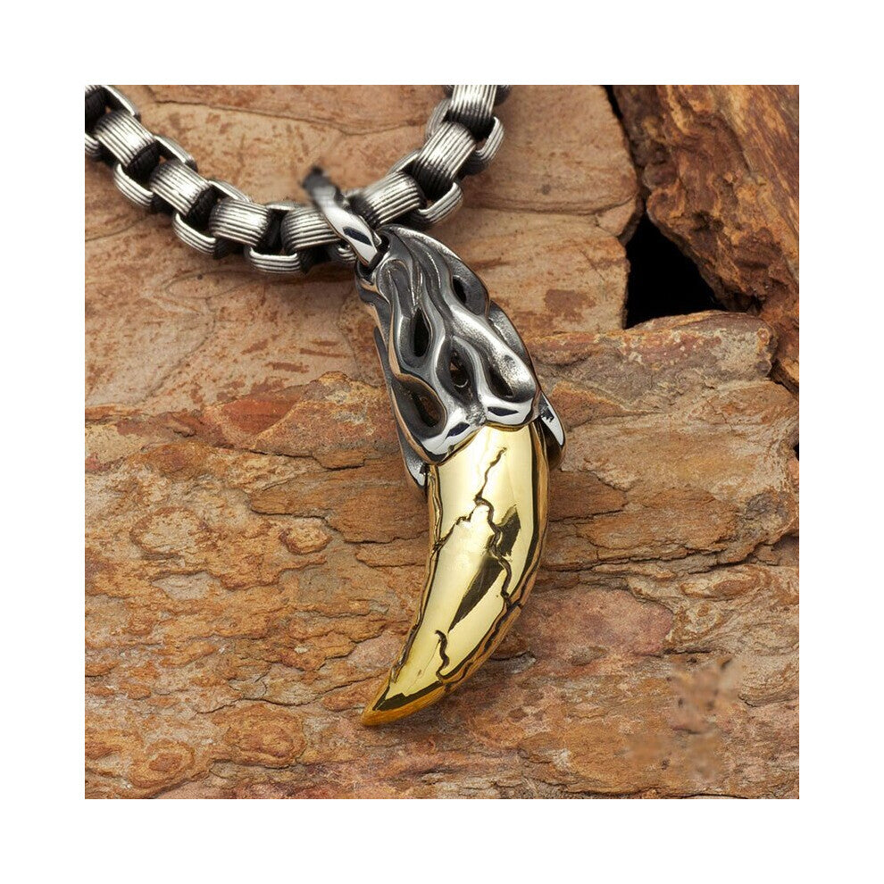 Punk High Zinc Alloy Huge Spike Amulet Pendant Vintage Engraving Mens Gothic Biker Stainless Steel Necklace