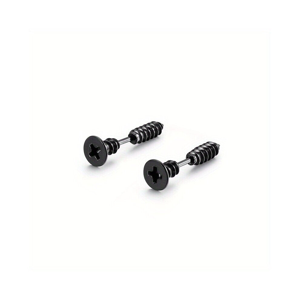 1pair Funky Punk Hip hop Style Screw Shape Earrings Jewelry Accessories For Men Women