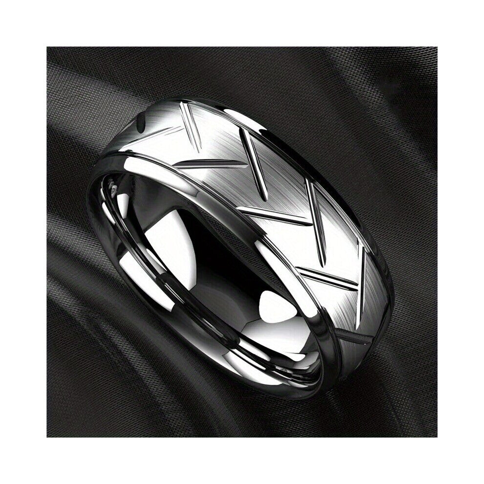 Classic Stainless Steel Tire Pattern Silver Round Shaped Ring Jewelry Accessories For Men Women