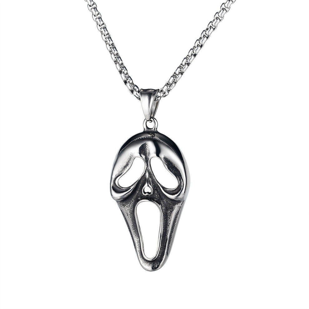 Ghost Face Mask Pendant Punk Necklace Vintage Stainless Steel Cast Ghost Face Pendant