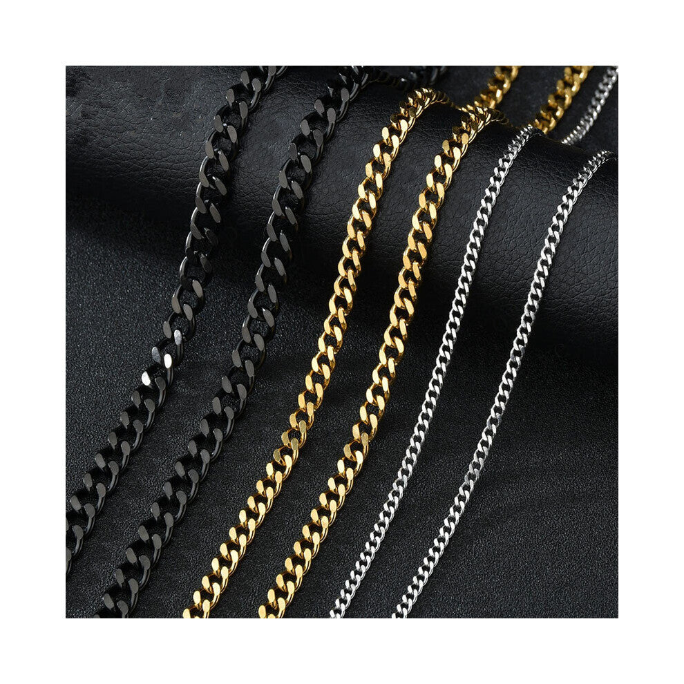 1pc Stylish Stainless Cuban Golden Chain Necklace For Men Accessories