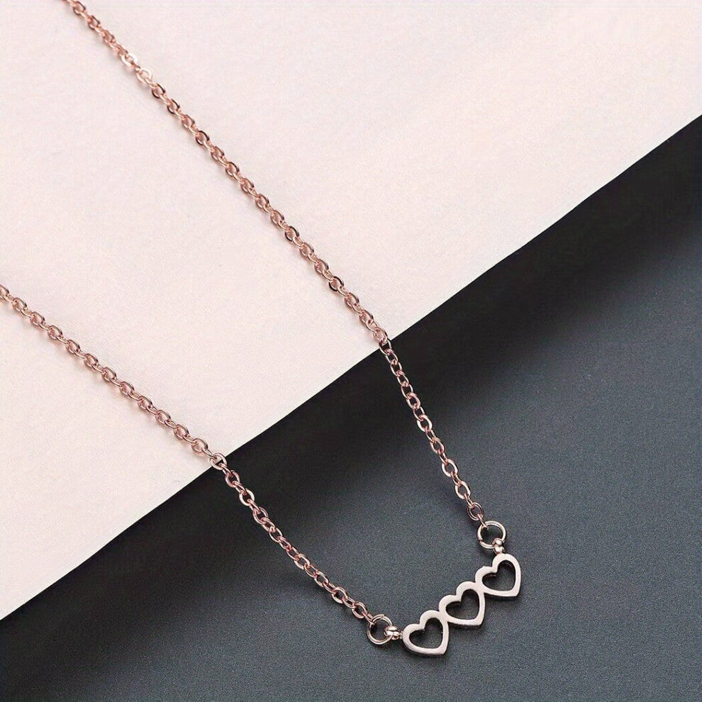 Mens Three Hearts Necklace Jewelry Accessories