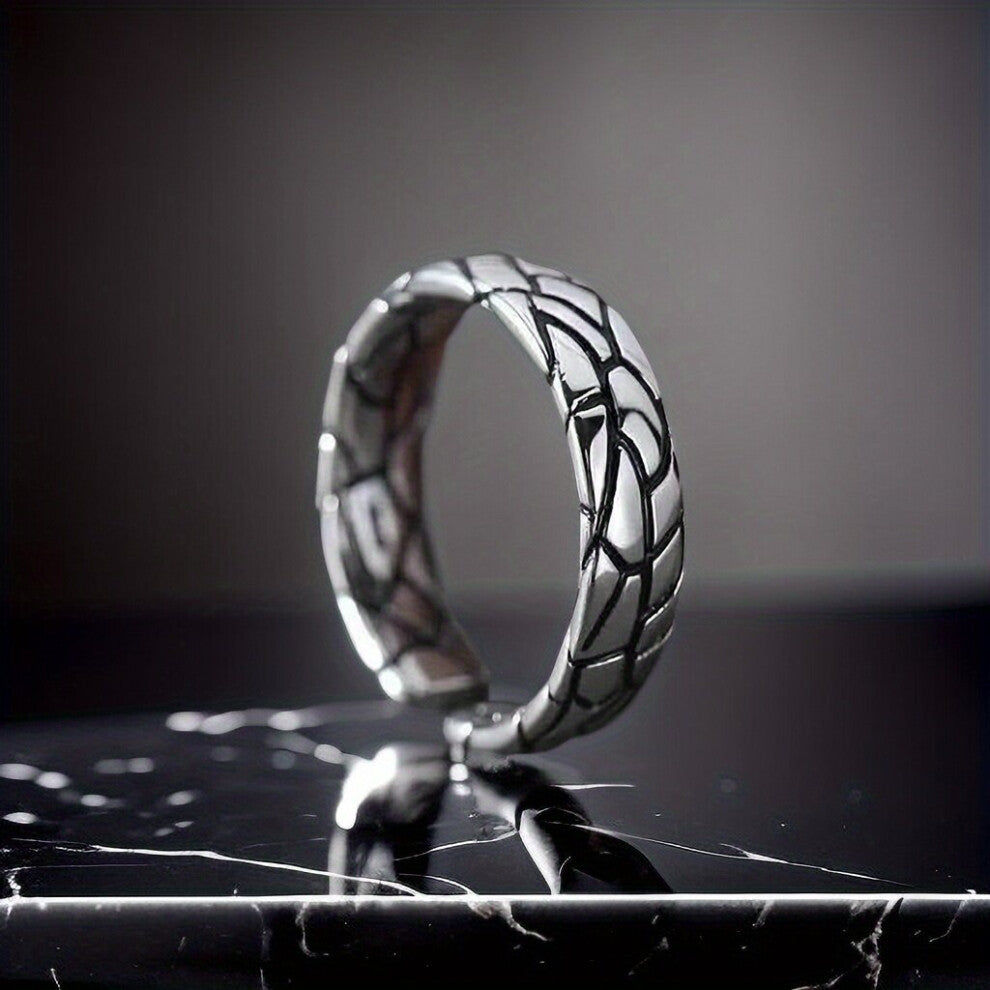 1Pc Mens Retro Old Style Cracked Opening Adjustive Ring For Party Used For Daily Attire