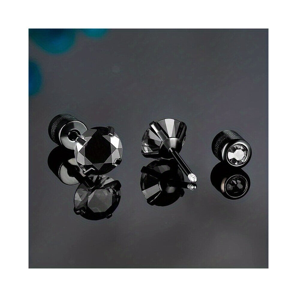 1 Pair Of Titanium Steel Spiral Mens And Womens Earrings Zircon Earrings Couple Earrings Size 2 6mm Casual Jewelry Casual Earrings Accessories Gift