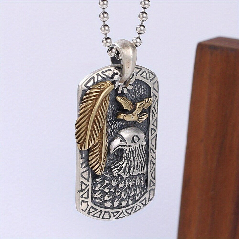 Mens Necklace Military Necklace Eagle Pendant Silvery Retro Hip Hop Accessories