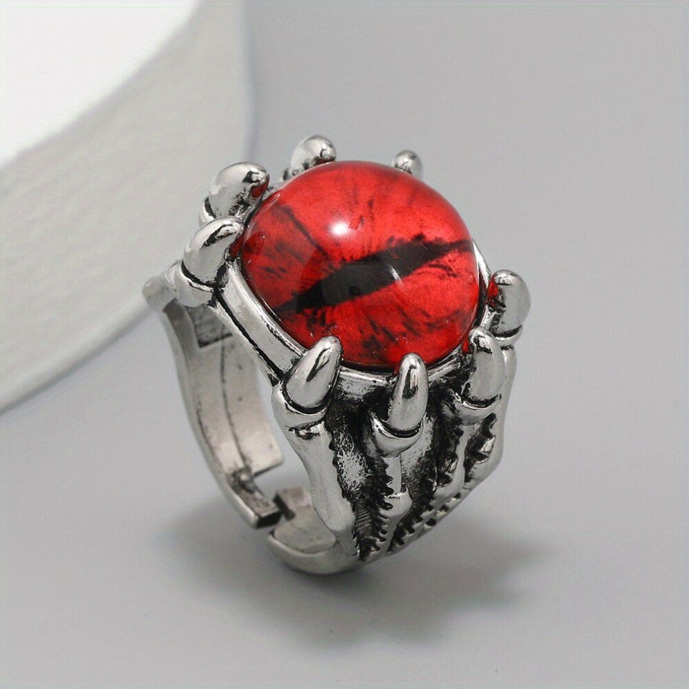 Retro Funky Stone Dragon Devil Eye Silver Ring Vintage Jewelry Accessories For For Men Women Halloween