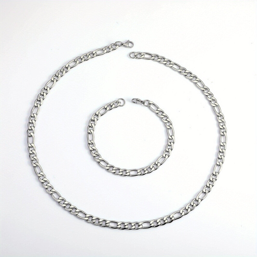 2pcs Mens Casual Necklace Bracelet Set Gift For Lover Son Boy Necklace Bracelet Set For Men Accessories