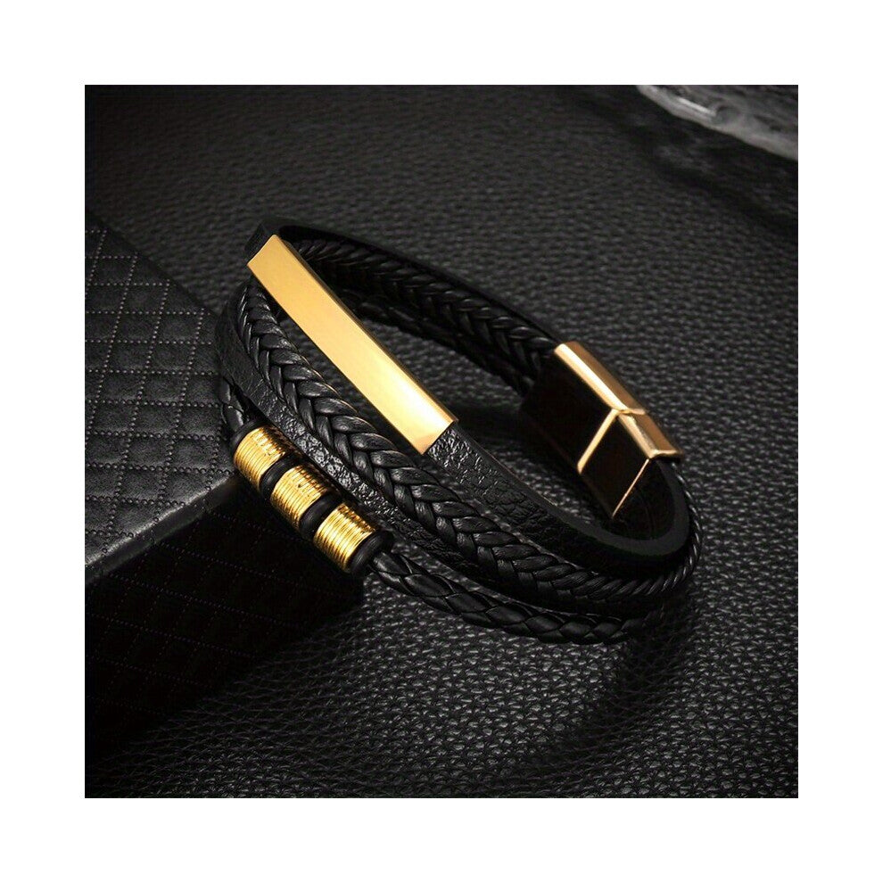 1pc layer Classic Faux Leather Braided Rope Bracelet Jewelry Accessories For Men Women