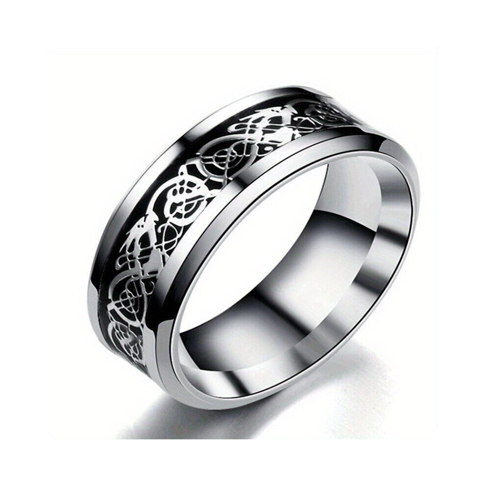 Creative Vintage Dragon Pattern Titanium Ring Decorative Accessories For Holiday Party Mens Accessories