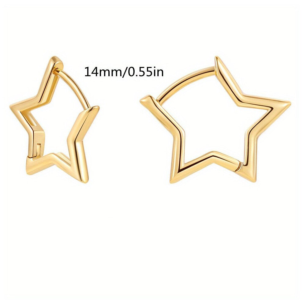 Plated Star Heart Square Shape Earrings For Women Men Teen Casual Jewelry Casual Earrings Accessories Gift