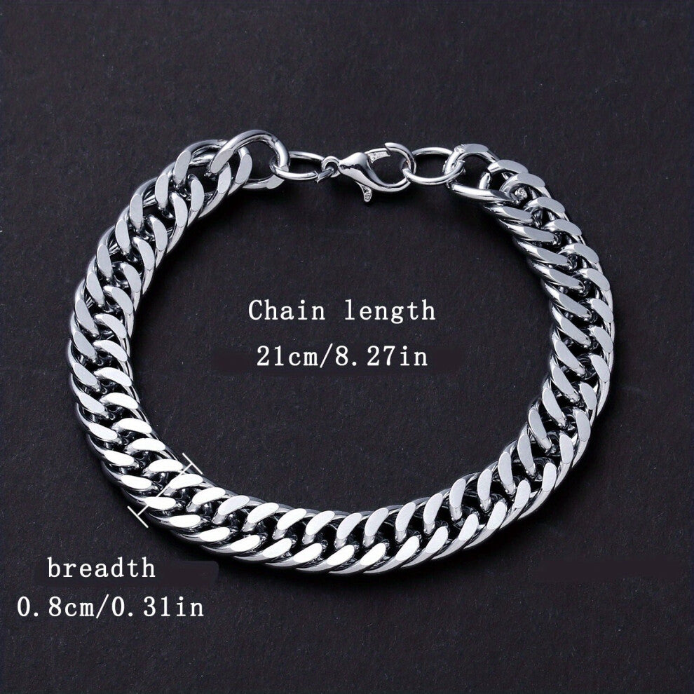 1pc Creative Cuban Chain Bracelet Retro Stainless Steel Bracelet Classic Snake Bone Couple Decorative Accessories For Holiday Party Gift Women Men Acc