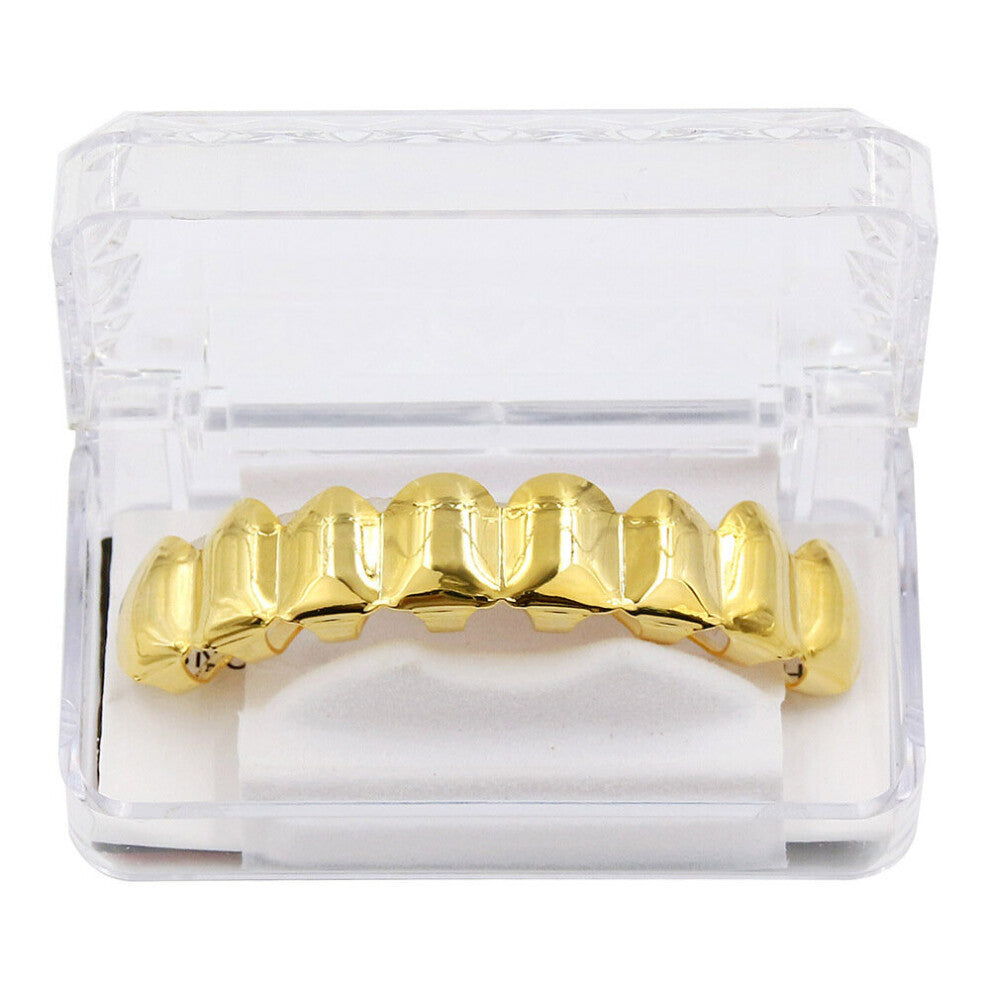 18k Golden Plated 8 Top Teeth 8 Bottom Tooth Hip Hop Mouth Grills For Men And Women