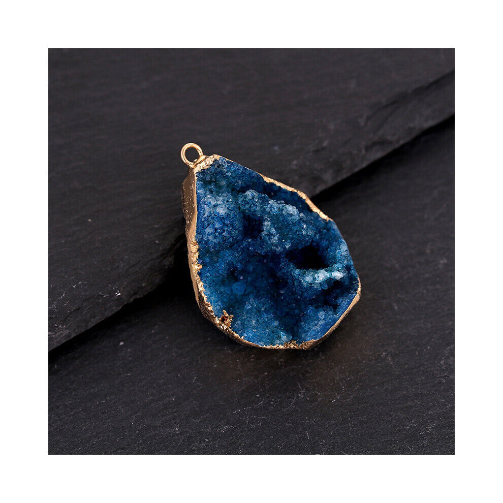 Natural Crystal Pendant Irregular Golden Edge Necklace Gems Crafts Jewelry Accessories Hanging Ornaments