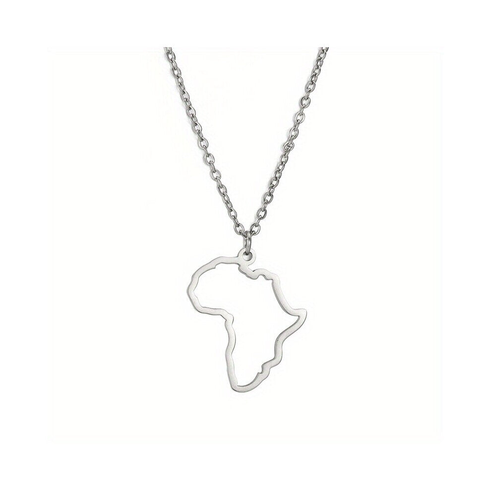 1pc Hollow Map South Africa Stainless Steel Pendant Necklace Jewelery Accessories For Men Gift Party Daily Decoration