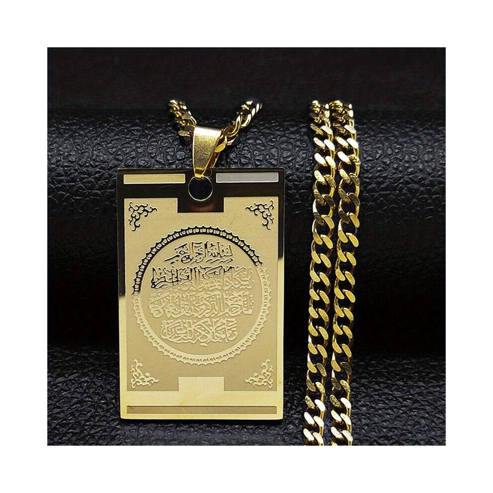 Stainless Steel Arabic Islam Muslim Allah Pendant Necklaces Square Pendant Jewelry Accessories